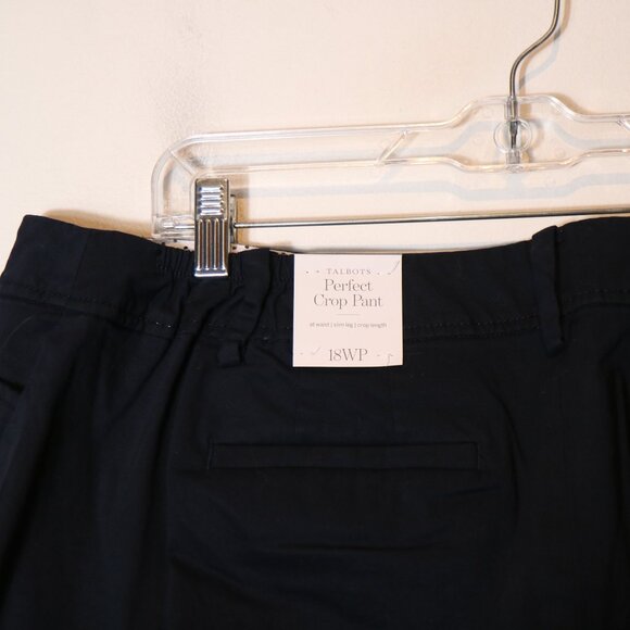 Talbots Perfect Crop Pant Womens 18WP Petite Navy Blue Slim Leg Stretch Classic - Picture 6 of 6